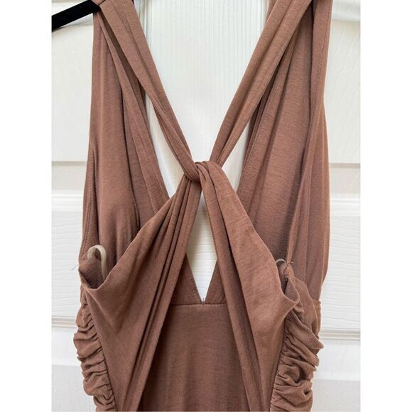 Rubber Ducky women’s S brown Grecian goddess maxi dress strappy back - Picture 1 of 5